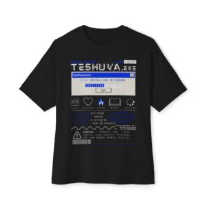 'Teshuva.exe' Retro Coding Windows Computer Program Style Tech Jewish Streetwear Hebrew Faith Boxy Oversized T-Shirt